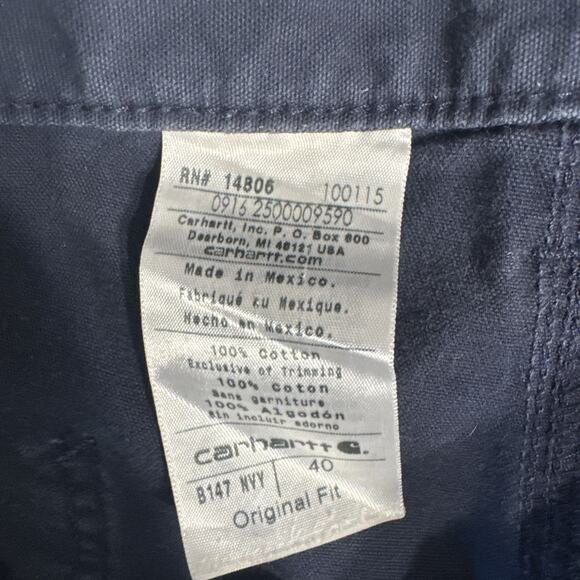 Carhartt B147 LBR Shorts Men’s 40 Original Fit Workwear Navy Made in USA Y2K - Picture 9 of 9